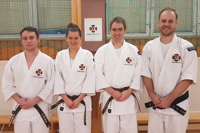 From left; Rickard, Alva, Christer och Peter after they had passed their grading.